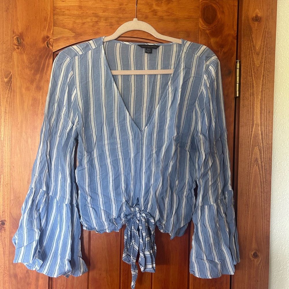 American Eagle Outfitters Blue and White Striped Blouse